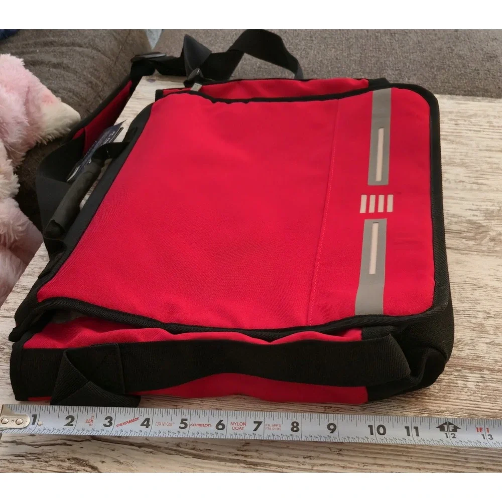 Lands' End Cool Blue Light-Up Messenger Bag Red Black Laptop Commuter B4C-MB